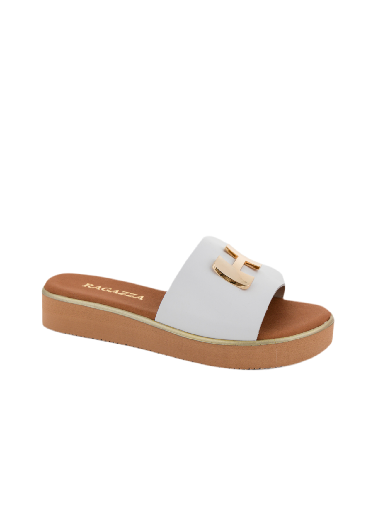 Σανδάλια flatforms δερμάτινα με μεταλλικό σχέδιο Ragazza 01080