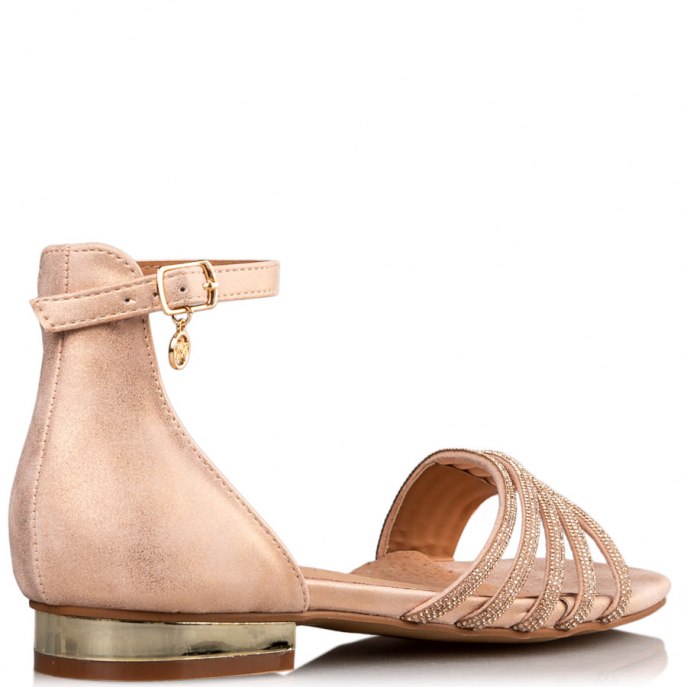 CRYSTAL EMBELLISHED FLAT SANDALS