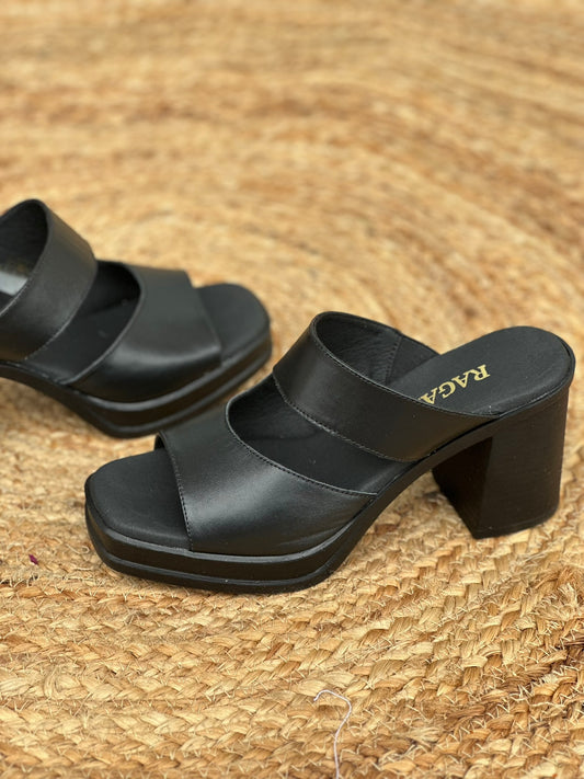 Mules δερμάτινα με φαρδιές φάσες Ragazza 0791