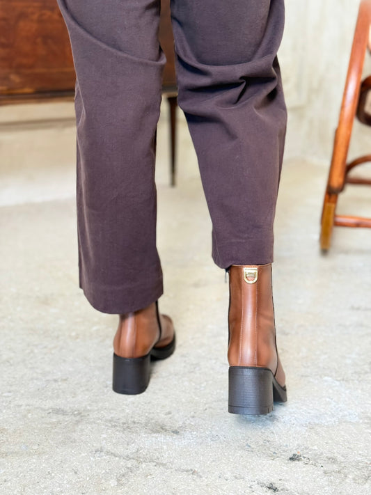 Ragazza 0658 Δερμάτινα μποτάκια με τετράγωνη μύτη