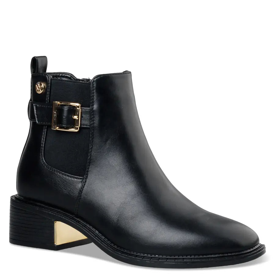 BUCKLE STRAP MID-HEEL BOOTIES