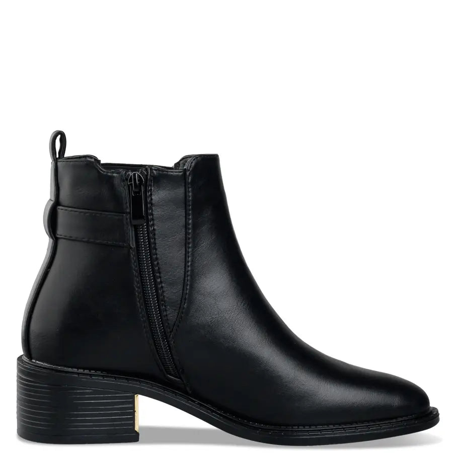 BUCKLE STRAP MID-HEEL BOOTIES