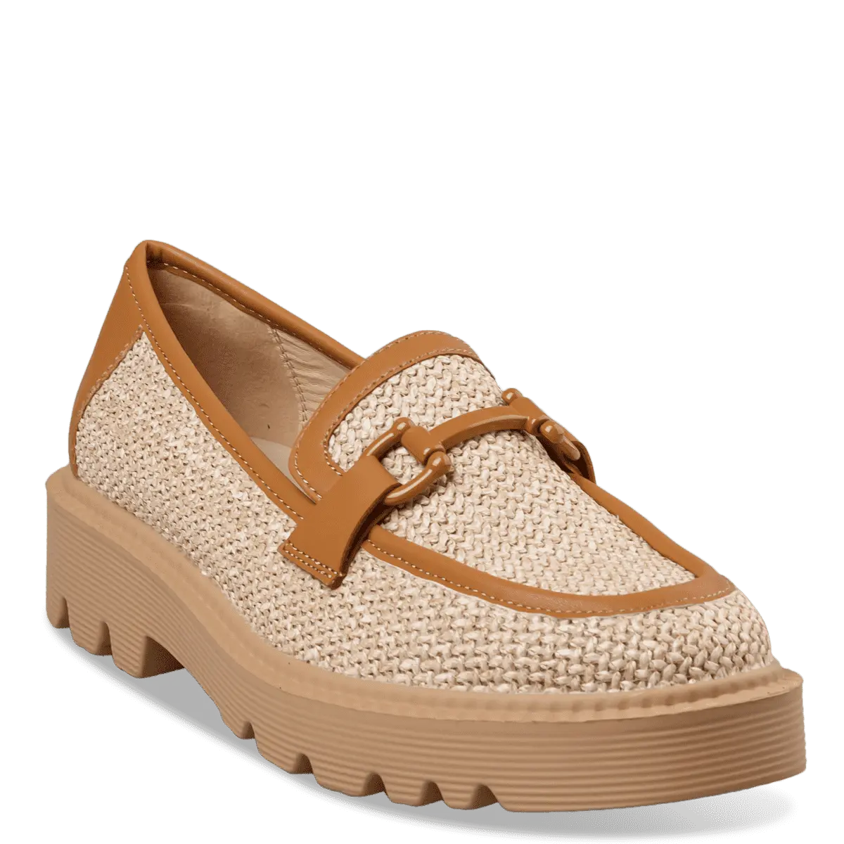 RAFFIA-EFFECT LOAFERS