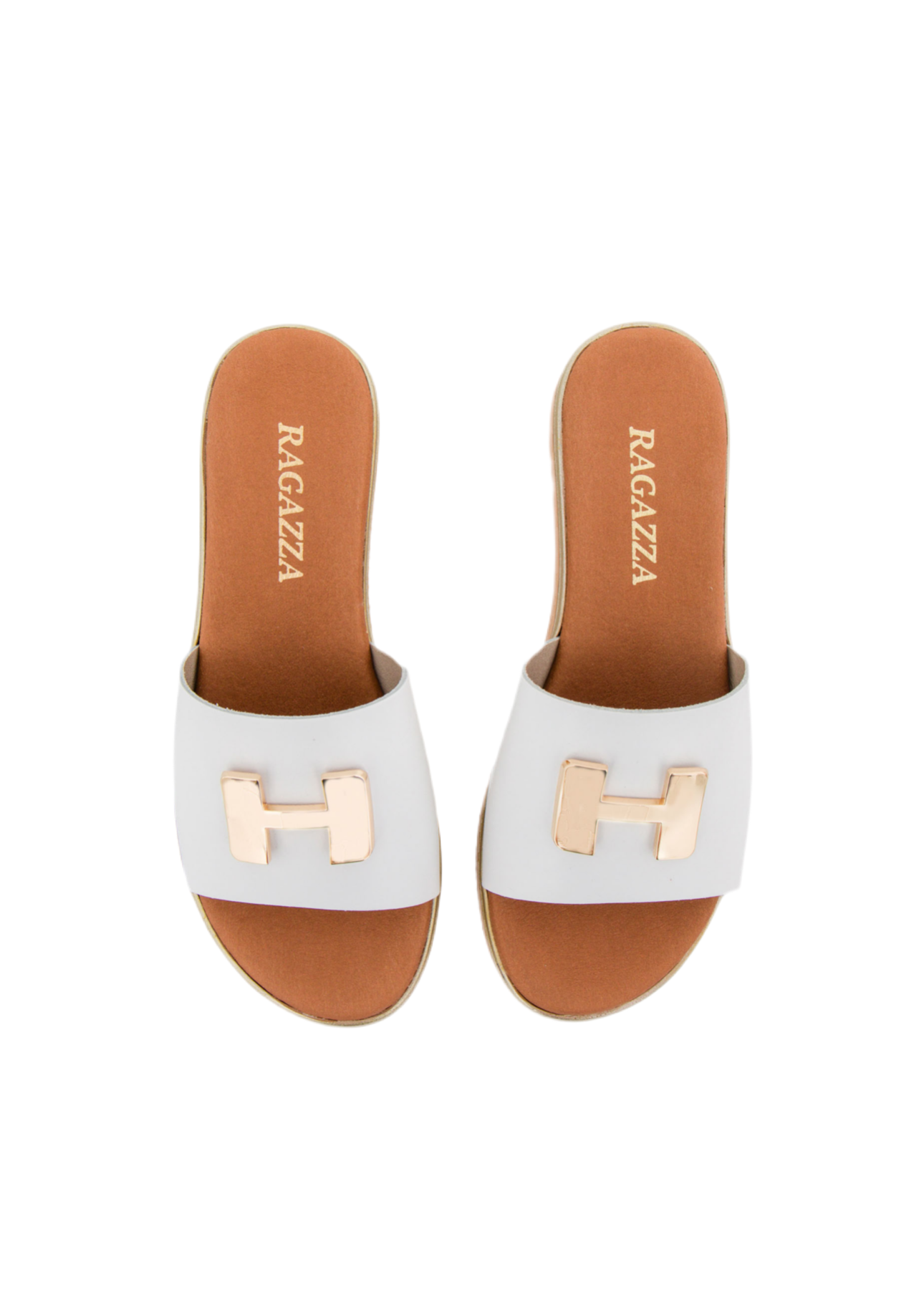 Σανδάλια flatforms δερμάτινα με μεταλλικό σχέδιο Ragazza 01080
