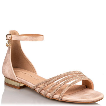 CRYSTAL EMBELLISHED FLAT SANDALS
