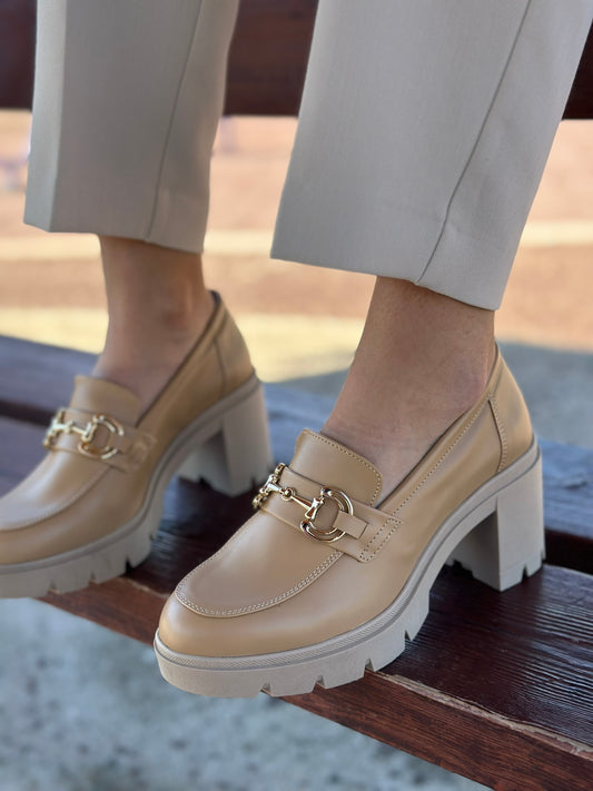 Δερμάτινο LOAFER ZIZEL με χοντρό τακούνι