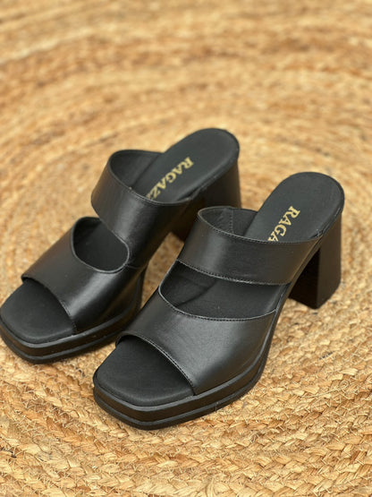 Mules δερμάτινα με φαρδιές φάσες Ragazza 0791