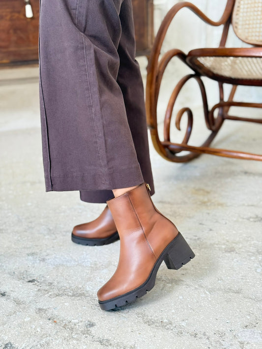 Ragazza 0658 Δερμάτινα μποτάκια με τετράγωνη μύτη