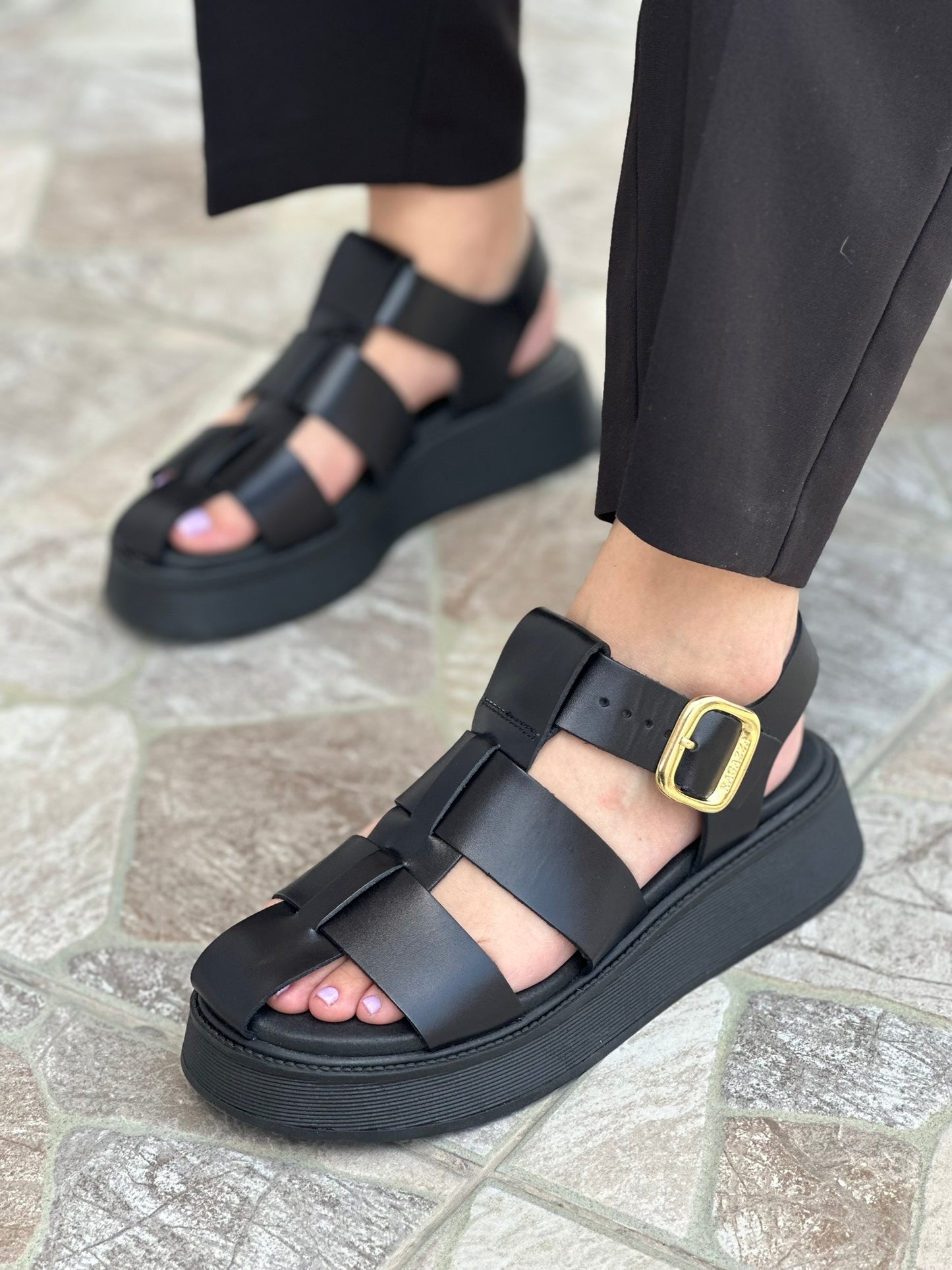Σανδάλια flatforms fisherman από γνήσιο δέρμα Ragazza 01231
