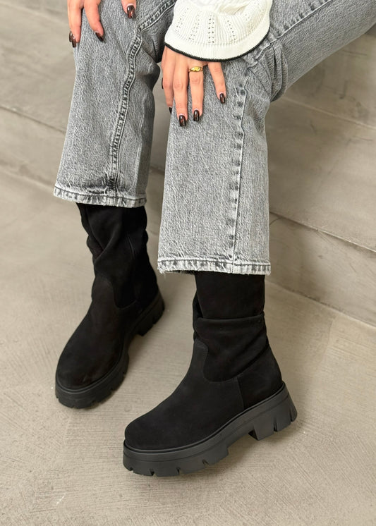 Ragazza 0256 Δερμάτινα καστόρινα μποτάκια με σούρα