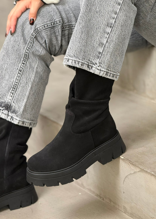 Ragazza 0256 Δερμάτινα καστόρινα μποτάκια με σούρα