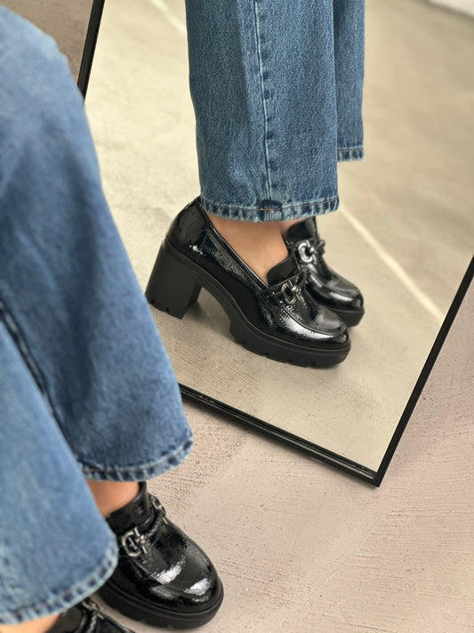Δερμάτινα LOAFERS με χοντρό τακούνι ZIZEL