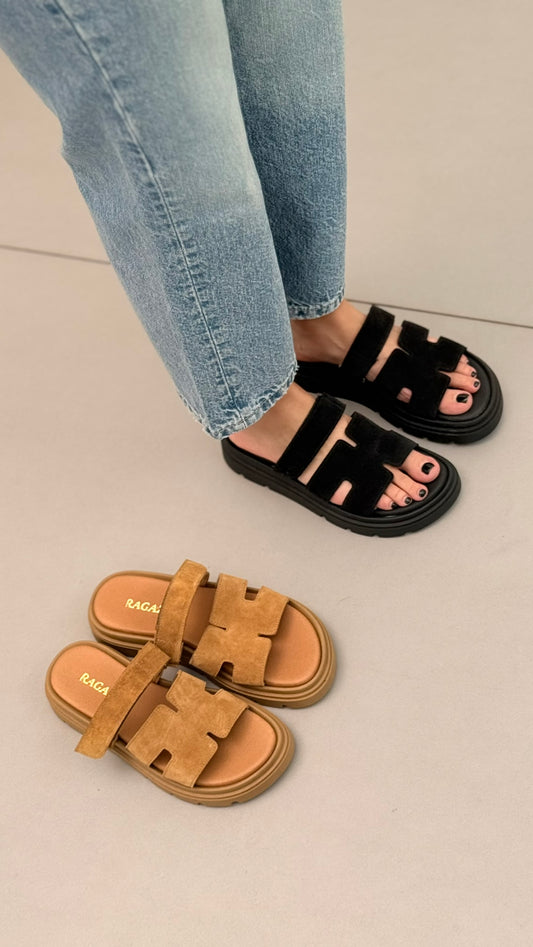 Flatform σανδάλια δερμάτινα Ragazza 01024