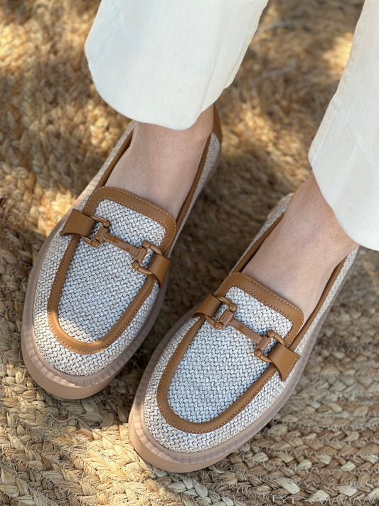 RAFFIA-EFFECT LOAFERS