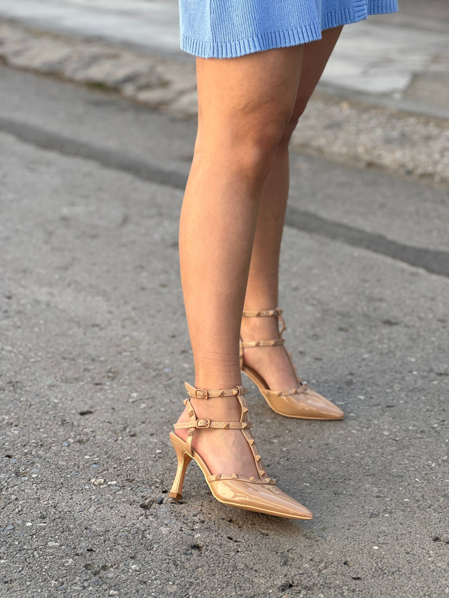 STUDDED STILETTO PUMPS