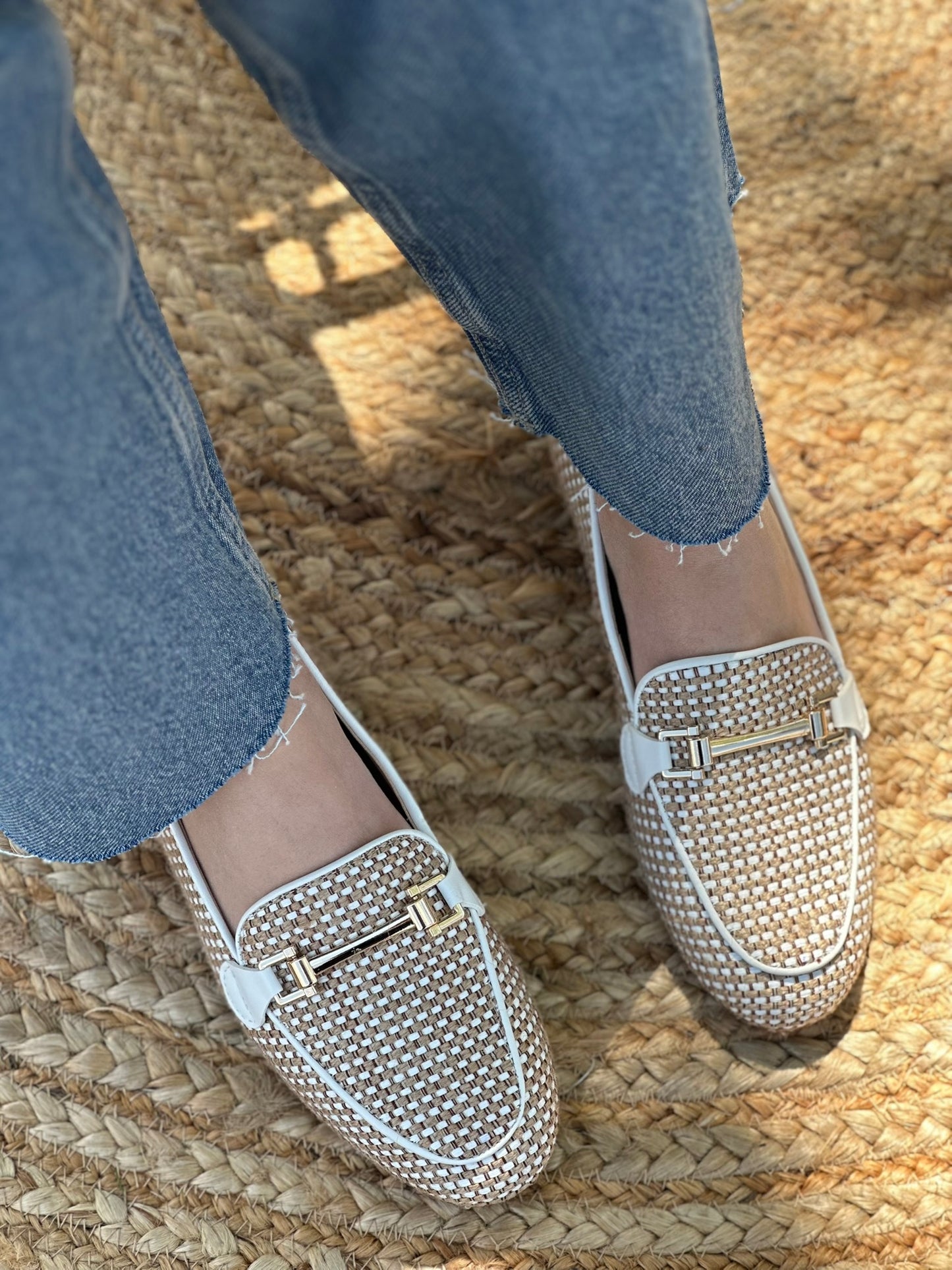RAFFIA-EFFECT LOAFERS