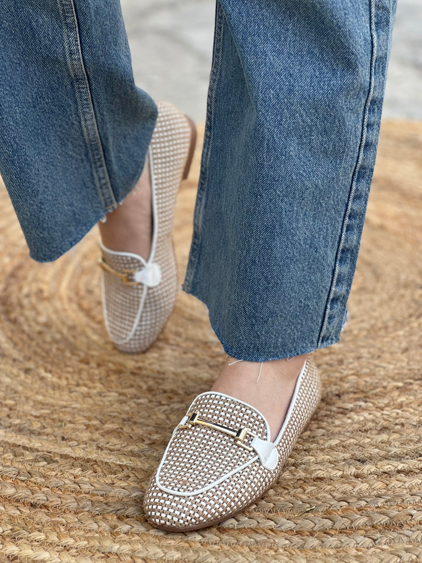 RAFFIA-EFFECT LOAFERS