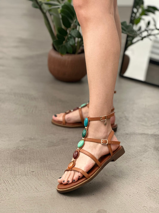 EMBELLISHED FLAT SANDALS