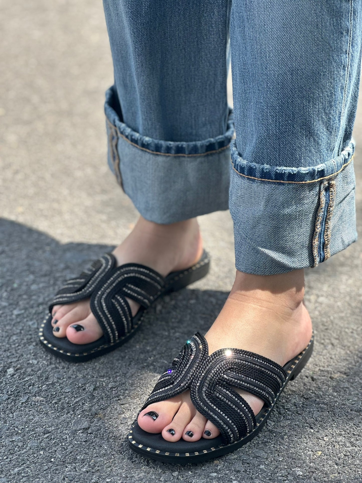 Σανδάλια δερμάτινα με strass Ragazza 01150