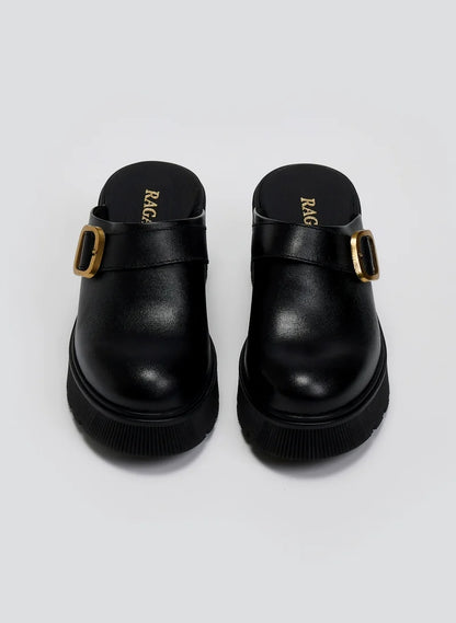 Chunky δερμάτινα clogs Ragazza 01246