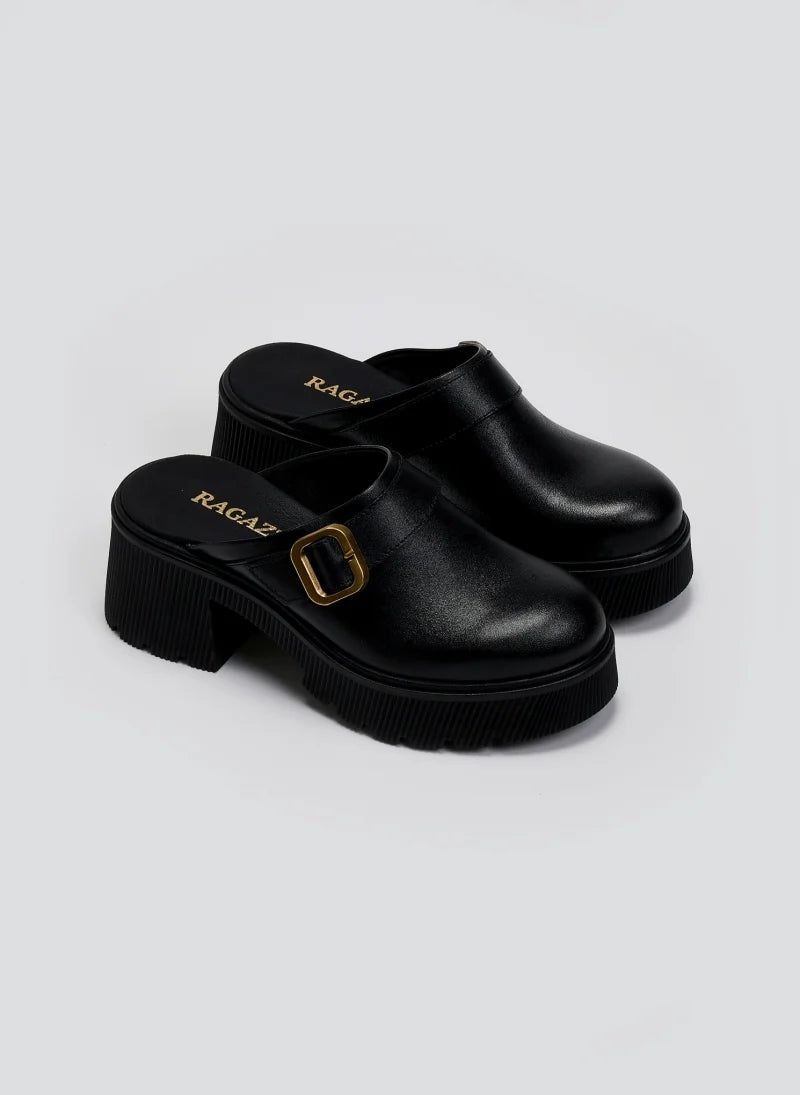 Chunky δερμάτινα clogs Ragazza 01246
