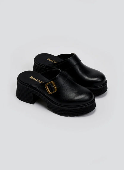 Chunky δερμάτινα clogs Ragazza 01246
