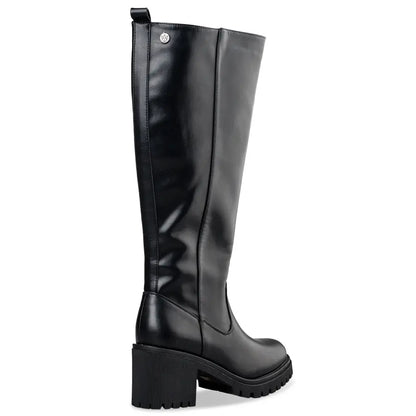 RIDING KNEE-HIGH BOOTS BLOCK HEEL