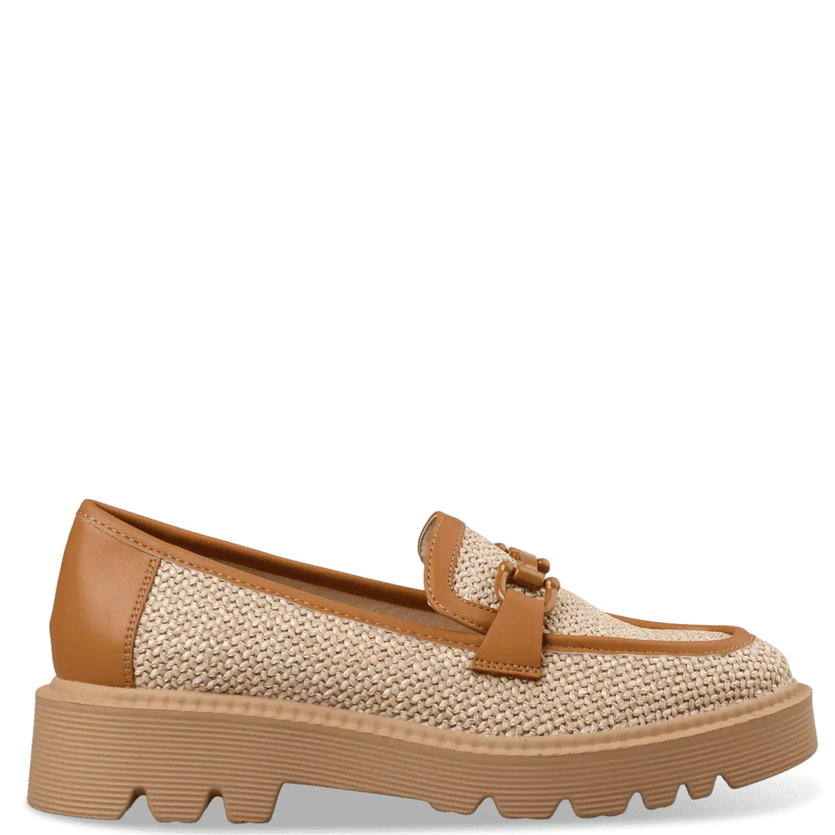 RAFFIA-EFFECT LOAFERS