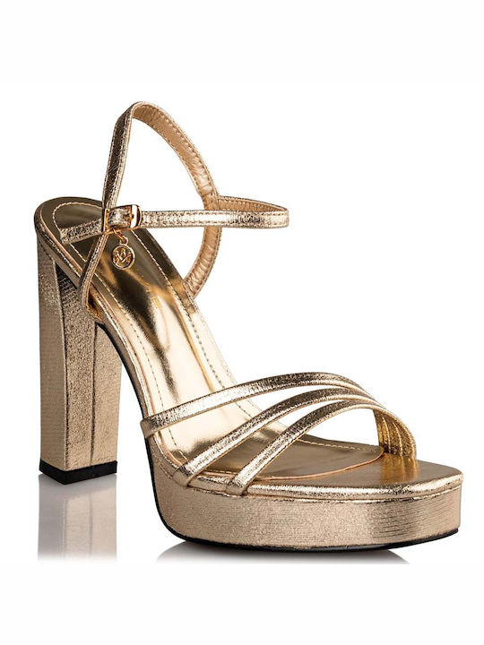 Envie Shoes Γυναικεία Πέδιλα με Χοντρό Ψηλό Τακούνι