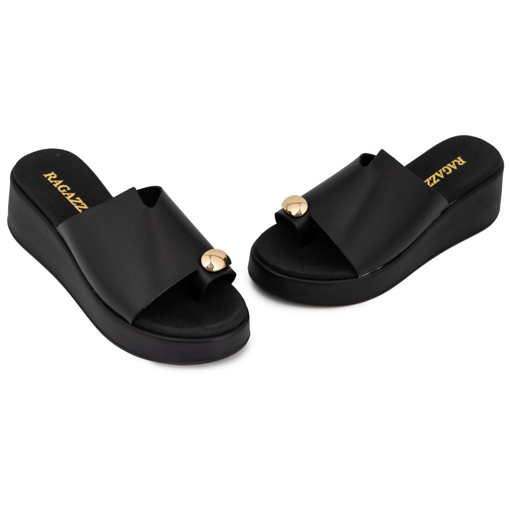 RAGAZZA δερμάτινα σανδάλια FLATFORMS 01153