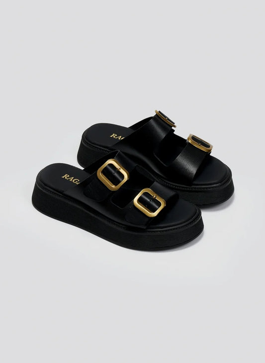Σανδάλια flatforms δερμάτινα με τοκάδες Ragazza 01236